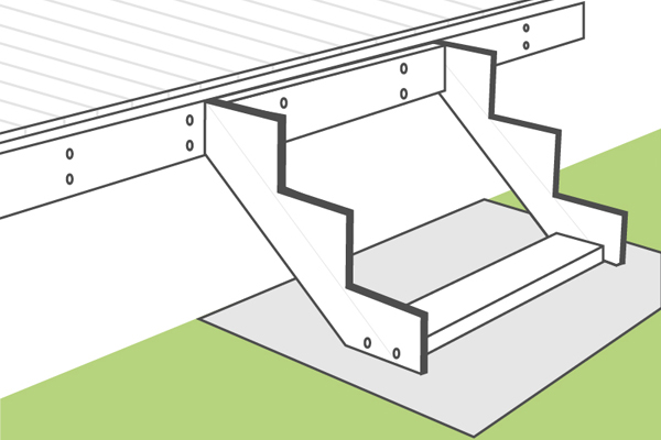 an illustration of decking stairs built on a slope