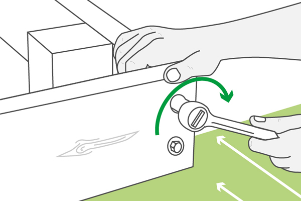 illustration showing a person fitting bolts into the side of the joist